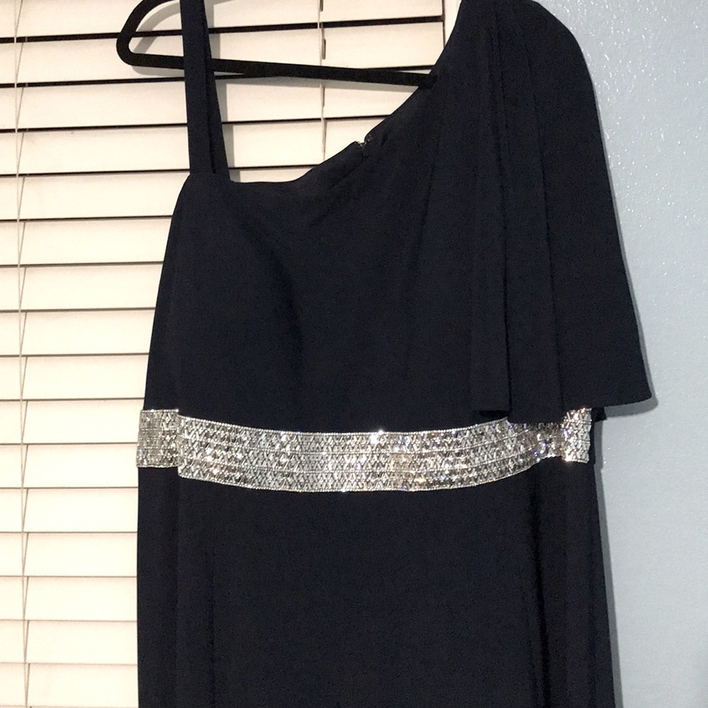 Navy Formal Dress with Embellished Waist